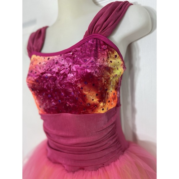 Weissman Girls Large Dance Costume Pink Orange Ombre Tutu Lyrical Ballet LC - Picture 13 of 16